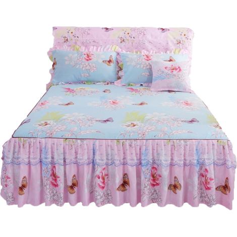 Jupes de lit, couvre-lits à volants, volants de lit, baldaquins, linge de lit en microfibre à volants pour chambres d'adultes/enfants. (1/5)