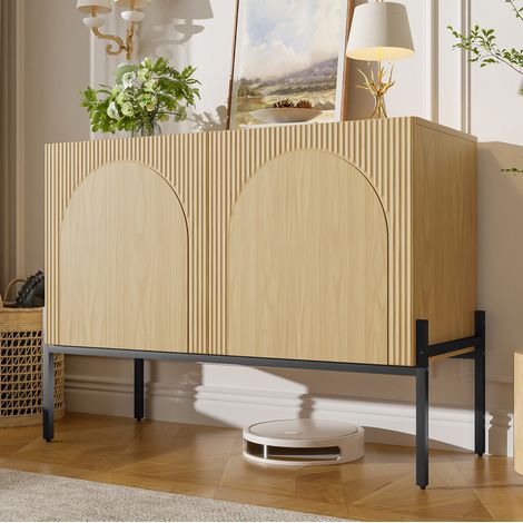 Buffet enfilade 100 cm 2 portes, métal, naturel HAVRYA (1/5)