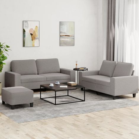 vidaXL Juego de sofás 3 piezas tela gris taupe (1/5)