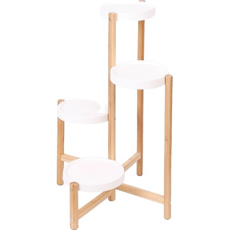 Étagère à Plantes, Support en Bambou à 4 Niveaux, Supporte 10kg par Niveau (1/2)