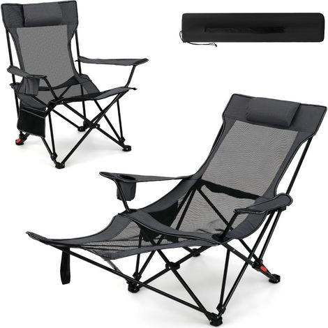 Campingstuhl mit verstellbarer Rückenlehne und Fußstütze
