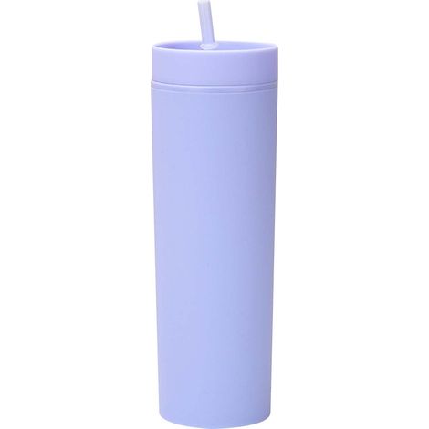 Tumbler Acrylique Double Paroi - 16 Oz - Avec Couvercle Et Paille - Pour Boissons Froides - Ensemble Réutilisable - Violet