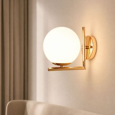 Applique murale boule E27, design moderne en fer électroplaqué et acrylique, lumière chaude sans scintillement, 13x20cm (1/5)