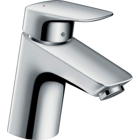 Mitigeur de lavabo sans tirette ni vidage, Robinet de salle de bain avec hauteur sous bec 70 mm, économie d'eau, Chromé (1/5)