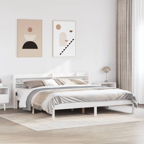 Cadre de lit sans matelas-Structure de lit blanc 180x200 cm bois massif de pin 512922 (1/5)