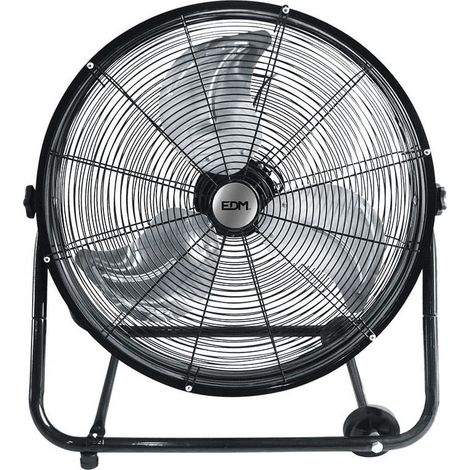 Ventilatore industriale da pavimento con ruote Colore Nero potenza 180w pale ø60x70cm EDM