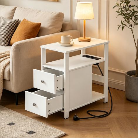 Table basse étroite, table d'appoint avec prise électrique, table d'appoint (1 table d'appoint) (1/5)