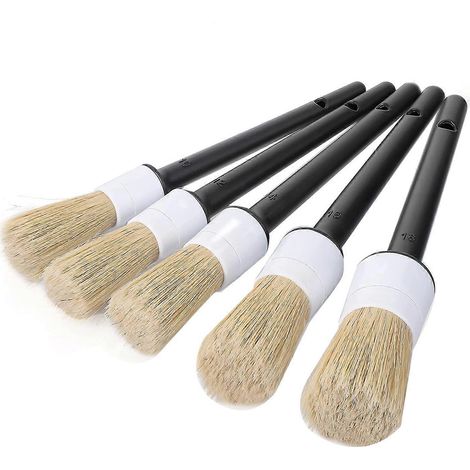 Voiture Exterior Interior Detail brosse 5 pièces Hair Bristle brosses pour voiture nettoyage Auto Detail outils Dashboard brosse de nettoyage (1/5)