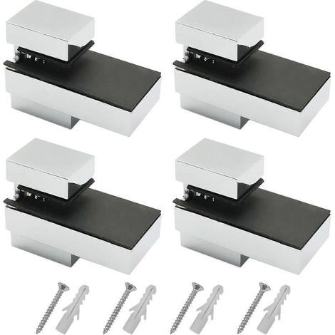 Shelf bracket, set of 4, glass shelf, wall-mounted with screws, adjustable thickness from 3 to 15 mm - db-AquaForge (1/4)
