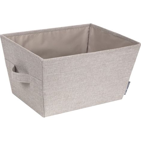 boîte de rangement en forme de trapèze (moyen) caisse de rangement pliable avec poignées pour couvertures vêtements, jouets, etc. boîte en tissu polyester et carton beige (1/5)