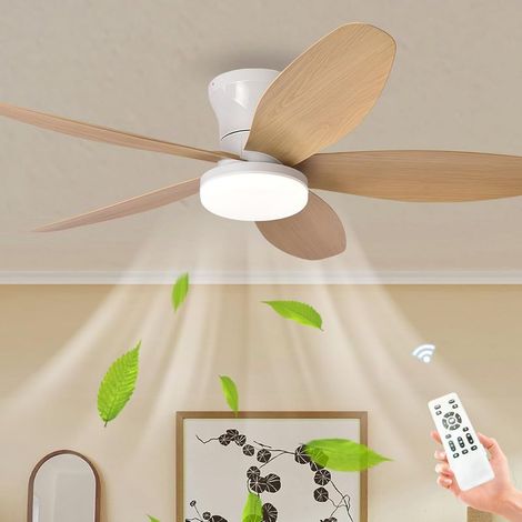 Ventilateur de salon à intensité variable avec 5 pales, plafonnier, ventilateur de chambre, plafond, salon, bureau, réversible, moteur à [Classe énergétique D] (1/5)