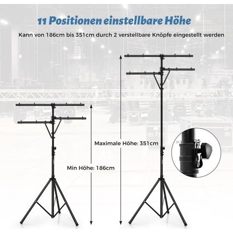 Transport facile, pied lumière avec barre T, charge 45 kg, hauteur 186-351 cm, pour concert et mariage (1/5)