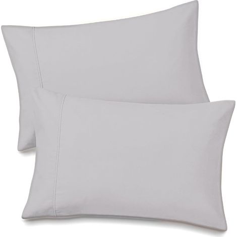 Lot de 2 taies d'oreiller – Fermeture portefeuille – Taies d'oreiller douces et épaisses, coloris uni, 51 x 76 cm, grises (1/4)