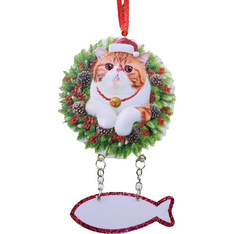 Ornement De Noel Chat - Acrylique - Pour Arbre De Noel Maison Voiture Cheminee Ferme - Lot De 1 (1/5)