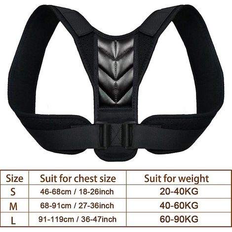 Correcteur de posture dorsal invisible et ajustable, orthèse confortable pour redresser les épaules, soutien et soulagement des douleurs cervicales, claviculaires et dorsales - noir (2XL) (1/5)