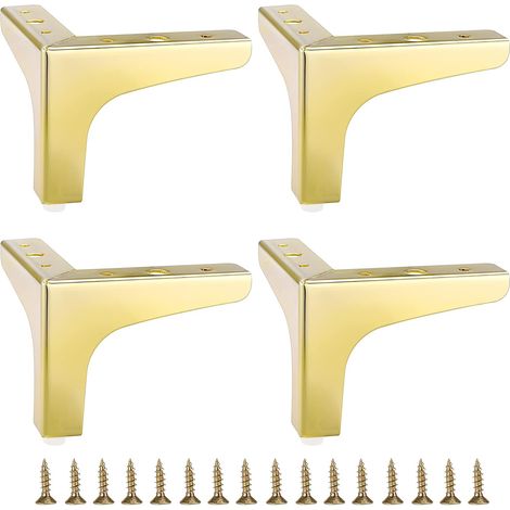 Pieds De Meuble - Métal Doré - 10 cm - Pour Canapé Table Basse Armoire Lit - Charge 50 kg - Lot De 4