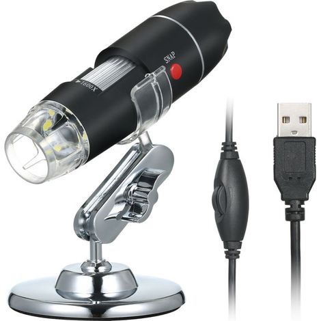 Microscopio digitale USB con telecamera ingrandimento di 1600x, 8 LED, e il supporto, lente di vetro di ispezione portatile. (1/5)