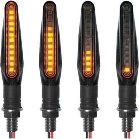 Lot de 4 clignotants séquentiels à LED pour moto, 12 V, étanches, couleur ambre, clignotants dynamiques universels (1/4)