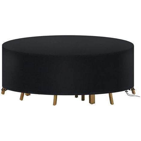 Housse de mobilier d'extérieur ronde en tissu oxford 210D 230X100cm Noir (1/5)