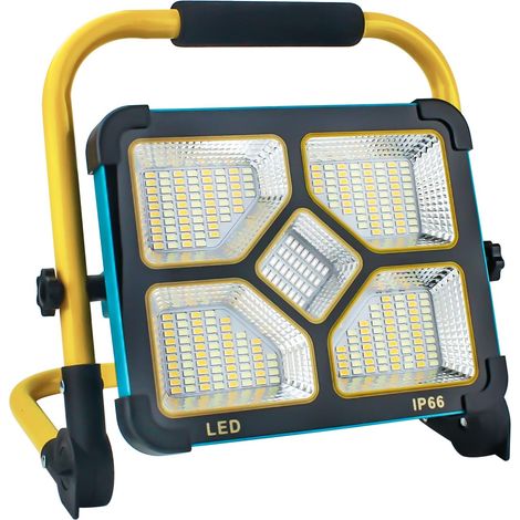 Projecteur LED Rechargeable avec Support, Projecteur LED Chantier Batterie Intégrée de 10500 MAh,4 Mode d'éclairage, Idéal pour les chantiers de construction, l'éclairage d'urgence (1/5)