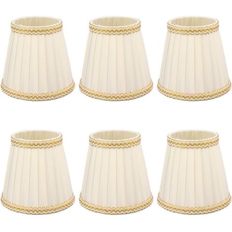 Abat-jour, 6 Pièces Petit Abat-jour Clip sur Tambour Abat-jour Tissu pour Lustre Bougie Ampoules Accessoires D'éclairage E14, Pinces