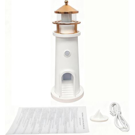 Full Moon Projector Night Light - Motion Sensor, Rechargeable - 9.6 Inch LED Table Lamp Lighthouse Decoration (1/5)