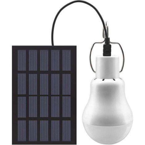 Lampadina LED solare portatile con pannello solare per giardino, patio, interni, esterni, escursionismo, campeggio, tenda, illuminazione per la pesca - Crezuo