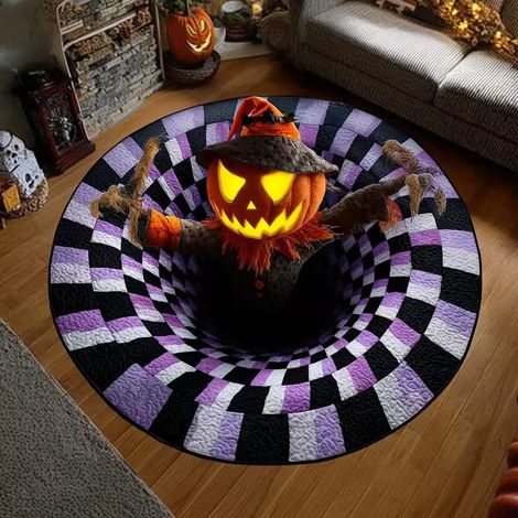 Tapis rond d'Halloween, pour crèche, chambre, chambre d'enfants, décoration de salon, décoration de vacances, diamètre 120 cm