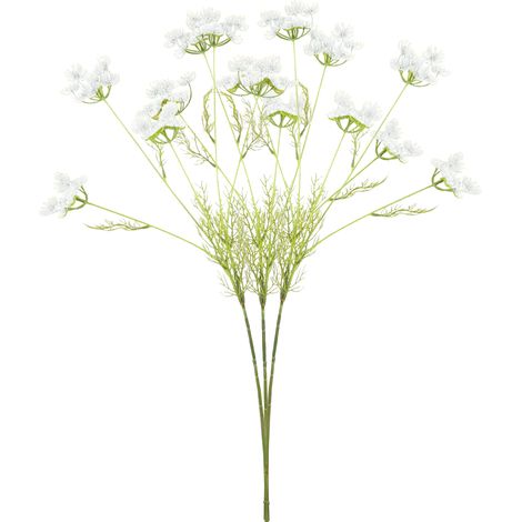 Juego de 3 flores artificiales blancas decorativas para fiestas con puntas de bambú para el hogar. (1/5)