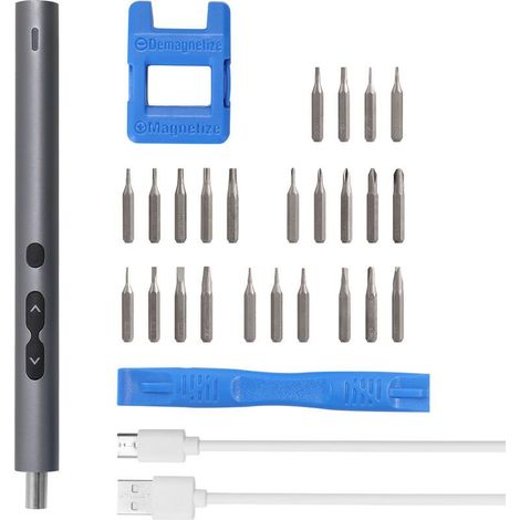 Tournevis Électrique Sans Fil 28 en 1, 0,35 N·m, 200 RPM, Recharge USB-C avec LED et Kit d'Embouts, Mini Outil Multifonction pour Bricolage et Réparation Domestique (1/5)
