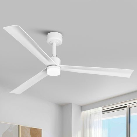 Parrot Uncle 127 cm Deckenventilator mit Stiel, DC Motor, LED-Licht 13W, 3 Flügel, 6 Geschwindigkeiten, Fernbedienung, Timerfunktion, matt weiß