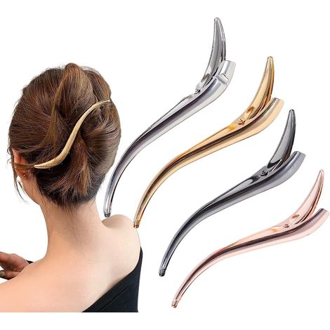 Pince Cheveux En Mtal Pour Femme - Avec Bec De Canard Dor (1/5)