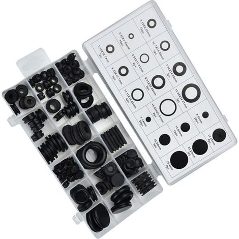 125 pièces Joint étanche en caoutchouc noir, assortiment de rondelles étanches pour plomberie, électrique et hydraulique (1/4)