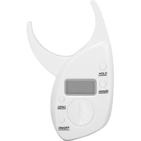 Pince à graisse numérique pour mesure de plis cutanés, ruban métrique inclus, testeur de graisse corporelle pour calcul précis de l'IMC, fitness blanc. (1/5)