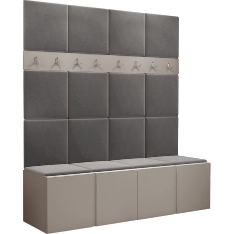 Conjunto para recibidor Pinis V, Manila 16, 186x168x46cm, Aglomerado laminado, Tapiz, Colocada, Montada en la pared