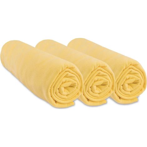 Lot de 3 Draps housse Jersey 100% Coton - 40x80 / 90 cm - Jaune (1/4)