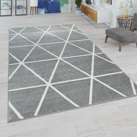 Paco Home Wohnzimmer Teppich Moderne Pastell Farben Skandinavischer Stil Rauten Muster 120x170 cm, Grau