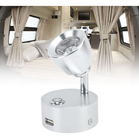 12–24 V DC Leselampe für Wohnmobile, Yachten und andere maritime Anwendungen, USB-aufladbar, LED-Touch-Steuerung (Art.-Nr.: PY-RV105), Silber (1/5)