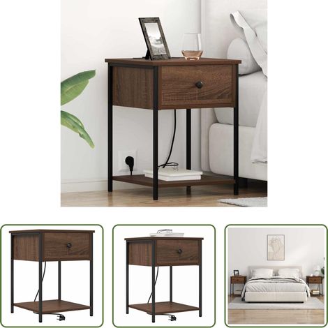 vidaXL Rangement - Cabinet de chevet Chêne brun 42 x 41 x 56 cm Bois d'ingénierie (1/5)