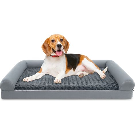 Lit pour chien orthopédique en mousse, grand lit pour animal taille L - gris - L (1/5)