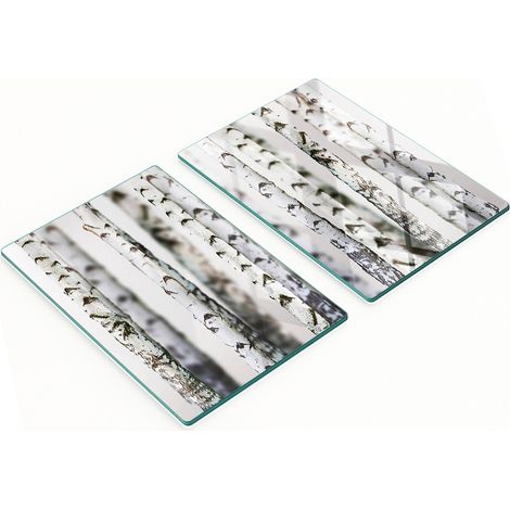 Tablas de servir de cristal para cocina con dise帽o de tronco de abedul, 2 x 40 x 52 cm.