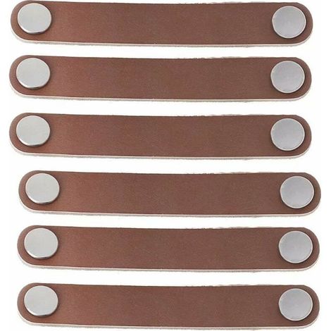 Poignée de meuble Poignée de meuble en cuir 6 pièces 128mm Poignée de porte en cuir de style moderne, poignée de porte de tiroir en cuir véritable et en alliage d'aluminium(marron),de DEBUNS