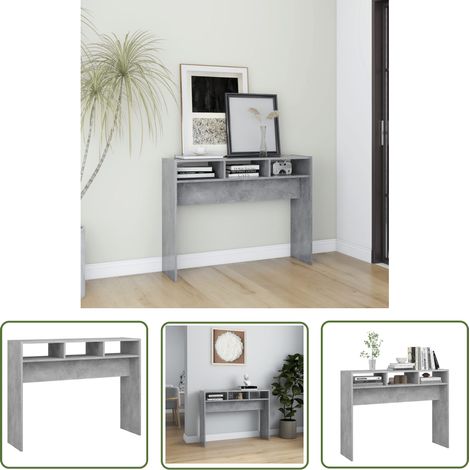 The Living Store Table console gris béton 105x30x80 cm bois d'ingénierie - Table Basse - Meuble D'entrée - Table D'appoint - Rangement Décoratif - Design Moderne (1/5)