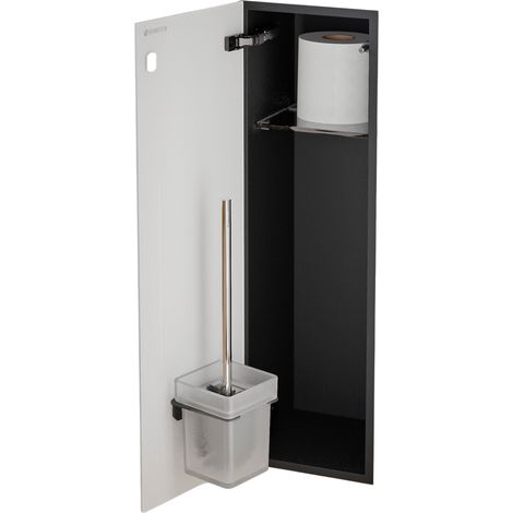 WC-Modul Unterputz Bernstein RIA 60cm Glasfront Weiß für Toilettenpapierhalter Türanschlag links
