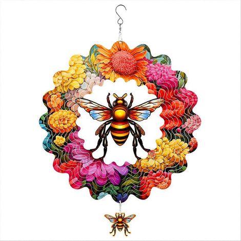 Windspiel für den Außenbereich, Bienen- und Mandala-Design, Dekoration für drinnen und draußen (1/5)