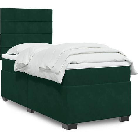 Boxspringbett mit Matratze Dunkelgrün 90x200 cm Samt (1/5)
