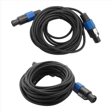 Lot de 2 câbles Speakon mâles de 7,6 m, cordon audio professionnel calibre 12 AWG, câble d'enceinte DJ avec verrouillage par rotation (1/4)