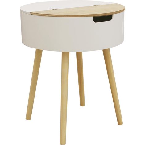 The Home Deco Factory – Table coffre scandinave bicolore – Blanc et beige – Rangement design pour salon ou chambre – Dimensions 90x45x40cm (1/10)