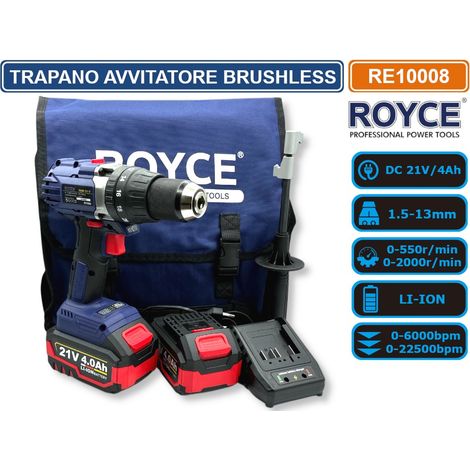 TRAPANO AVVITATORE PROFESSIONALE DOPPIA BATTERIA 21V 4AH MOTORE BRUSHLESS (1/5)