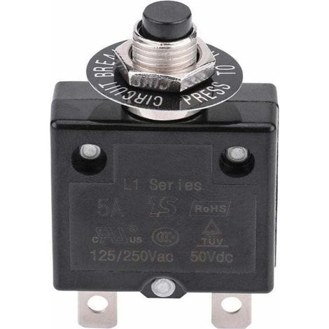 Disjoncteur 15A Interrupteur thermique de réinitialisation en option, 125-250V AC 50V DC Disjoncteur à bouton-poussoir de protection contre les surcharges de courant (1/4)